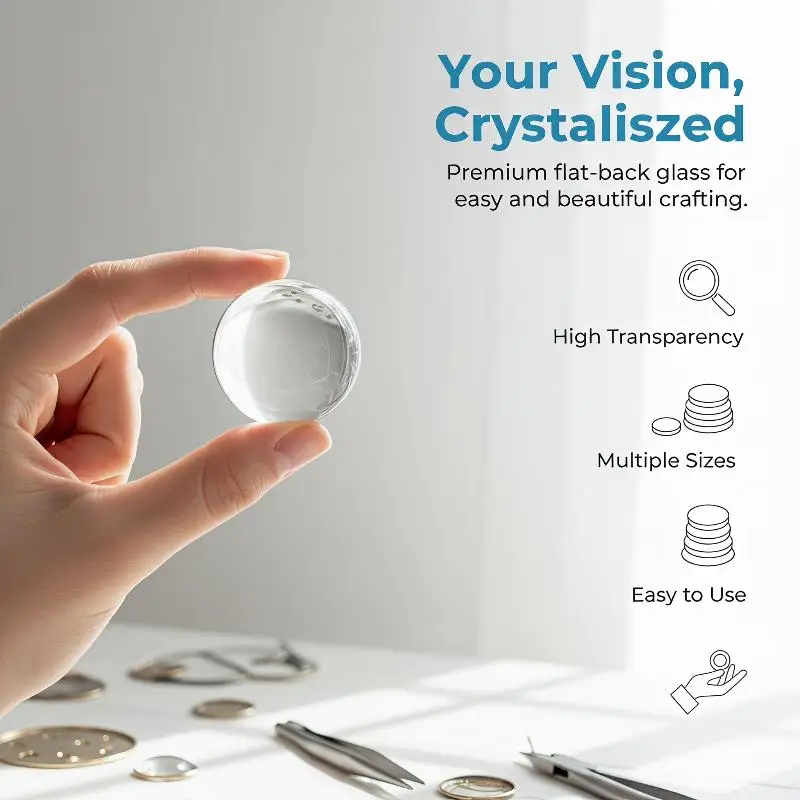 Clear Glass Cabochon Flat Back Transparent 10/50 Pcs 6-40mm Round for DIY Jewelry Pendant Craft Making Accessories