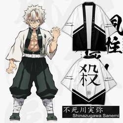 Demon Slayer Shinazugawa Sanemi japonia Anime 3d Kimono koszula Cosplay mężczyźni kobiety rękaw 7/8 topy sweter kurtka Streetwear