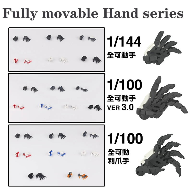 3.0 Version bewegliche Hände für Modellbausatz 1/100 1/144 MG RG HG Universelle bewegliche Hände DIY Ersatz Anime Geschenk