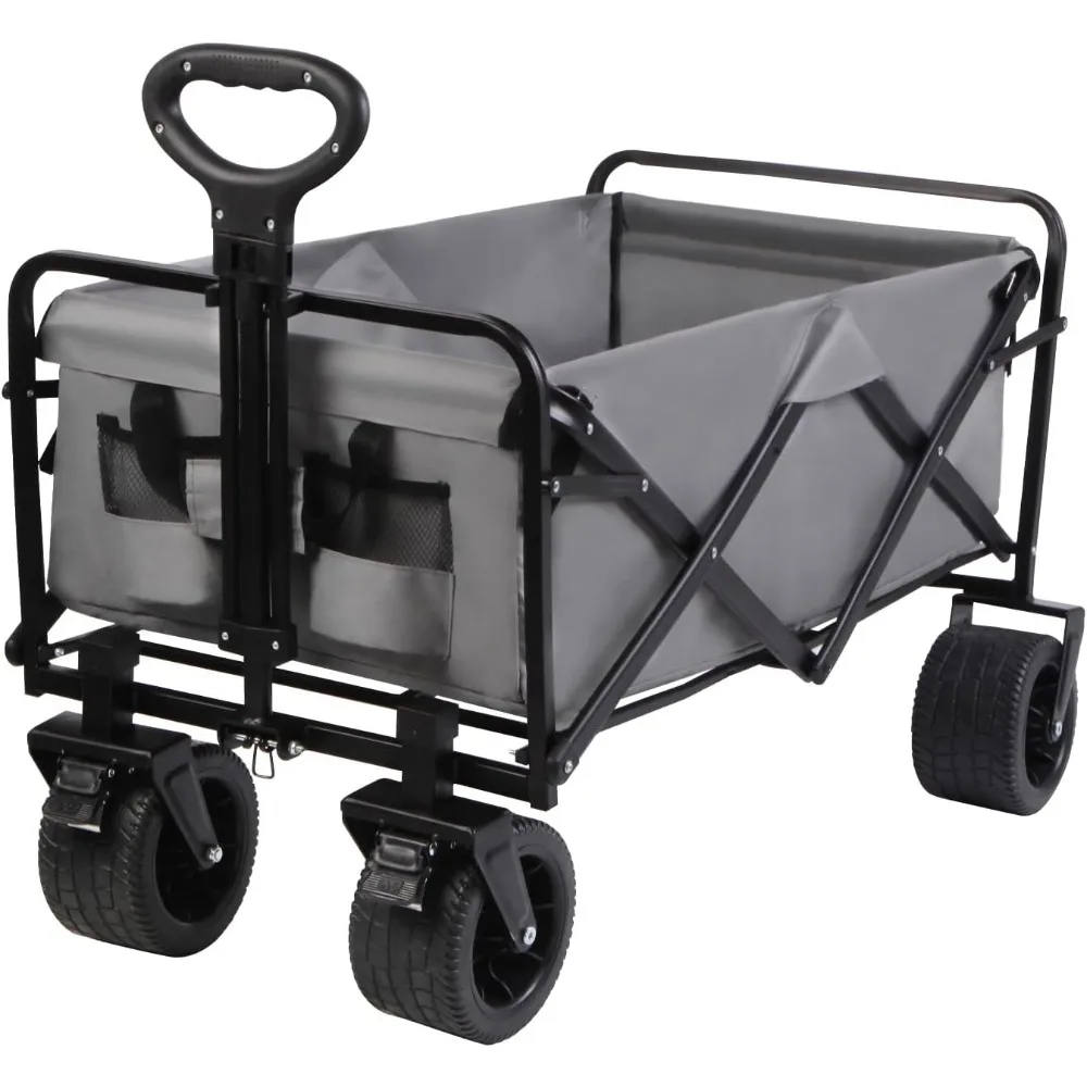 Heavy-Duty Folding Wagon com rodas grandes, vagão dobrável, interior espaçoso, 550lbs Peso Capacidade