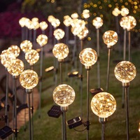 Solar Crystal Ball Light Dandelion Light Waterproof Garden Christmas Wedding Decoration Outdoor Lawn Path Yard Patio Floor Lamp