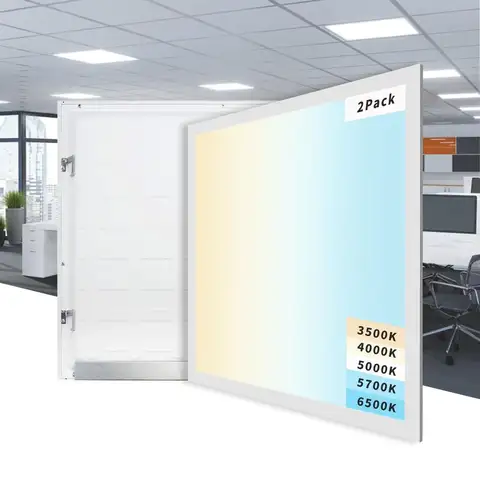 Pack 2x2 LED Flat Panel Light, 5 CCT 5 Power Modes Adjustable LED Ceiling Lights, 40W 5000LM Recessed Drop Ceiling Lights Fixtur