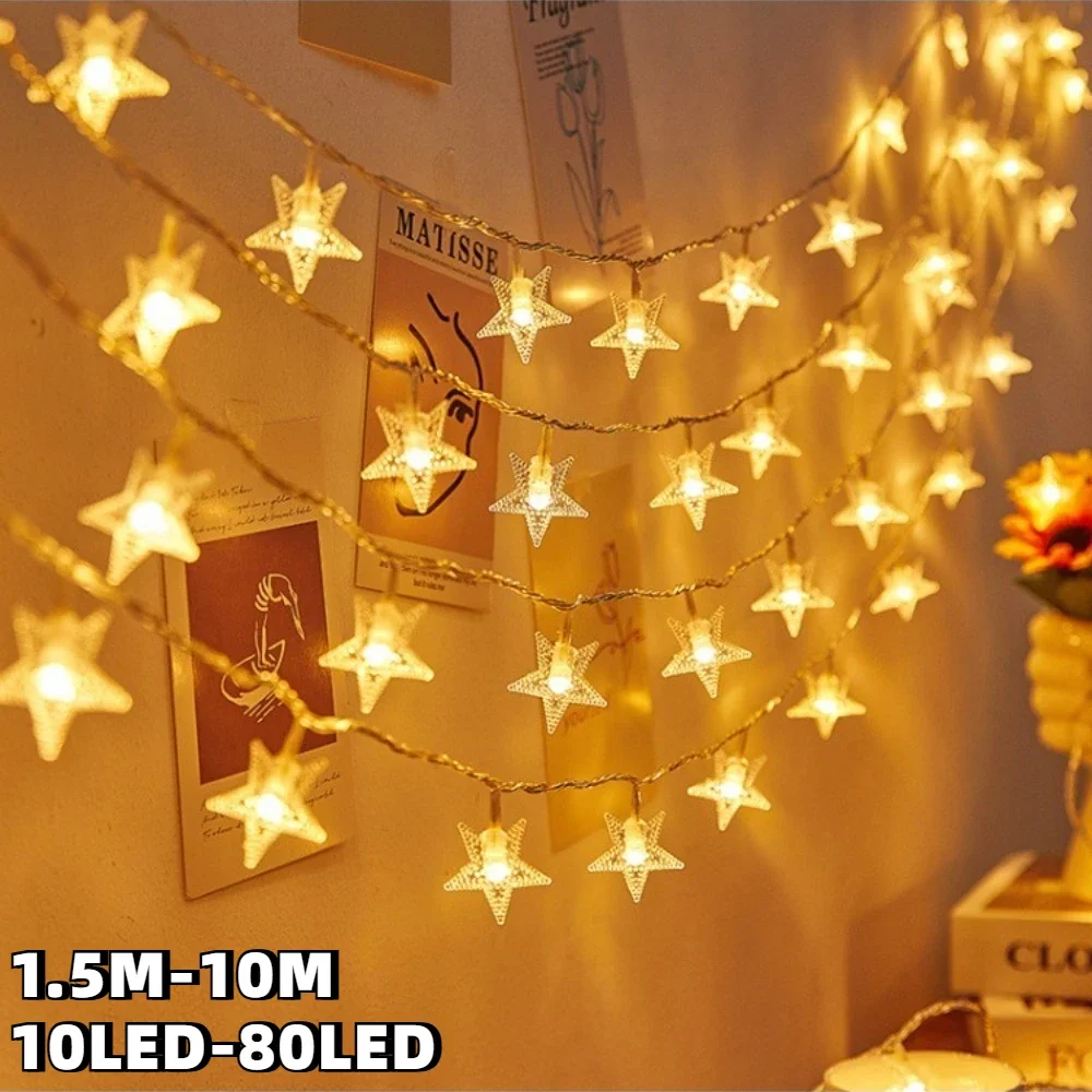 

USB Battery Powered LED Star Chain Fairy Lights Flower Ring Light for Wedding Party Garden Christmas Decoration