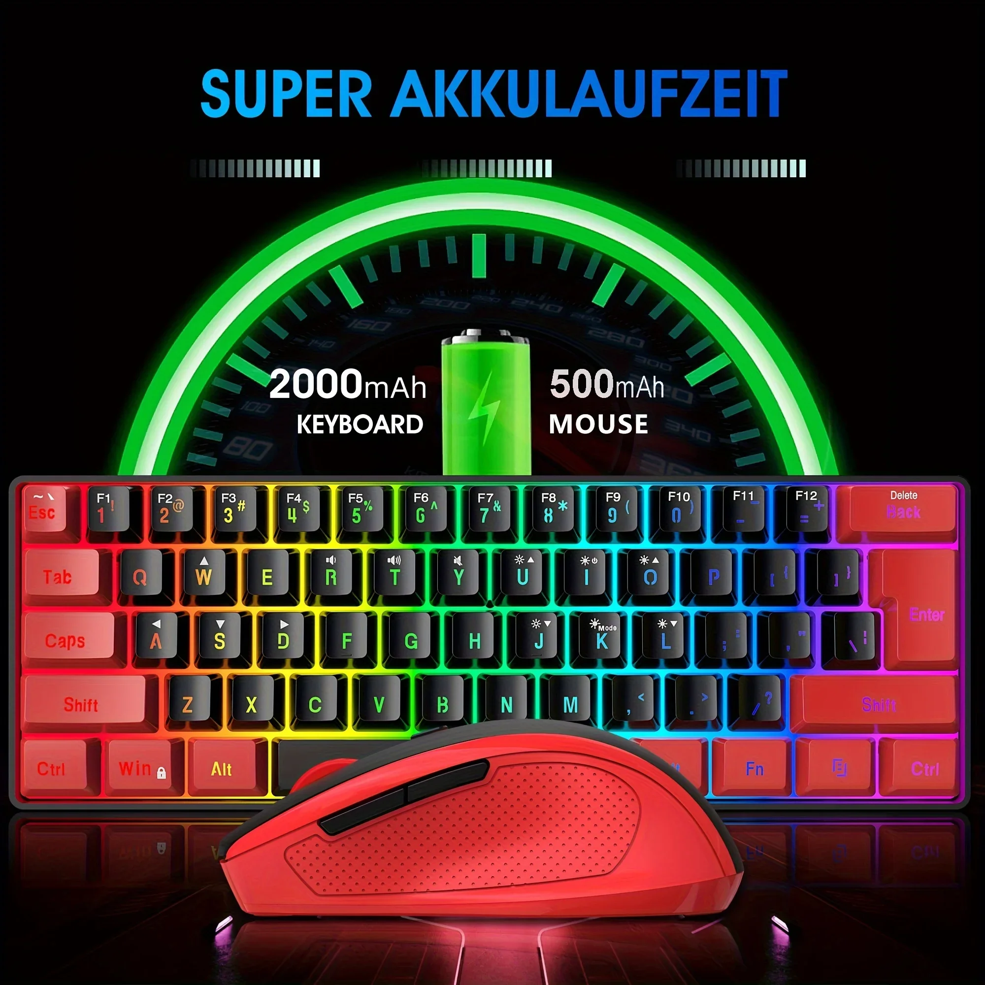 wireless game keyboard RGB light keyboard and 2.4G wireless mouse combination, including 2.4G small mini mechanical touch keyboa