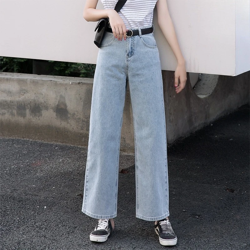 

REALEFT летние винтажные женские джинсовые брюки с высокой талией и карманами, новинка 2025, синие повседневные свободные джинсы полной длины с широкими штанинами, женские брюки