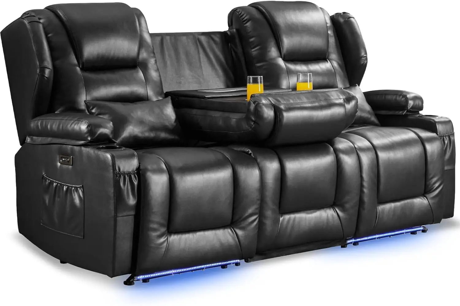 

Power Recliner Loveseat 79.5" Home Theater Seating Electric RV Reclining Loveseat 3-Seater RV Sofa Couch with USB Charge Ports