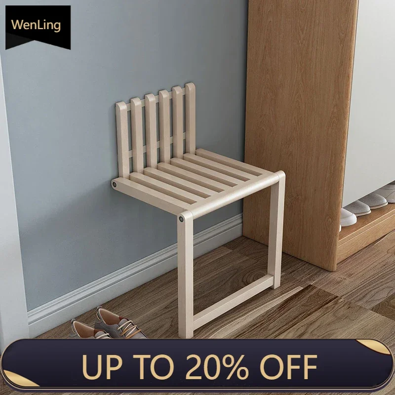 Ultra Slim Wall Mounted Folding Stool Space Saving Hidden Shoe Bench For Entryway Adjustable Rustproof Aluminum Alloy Frame