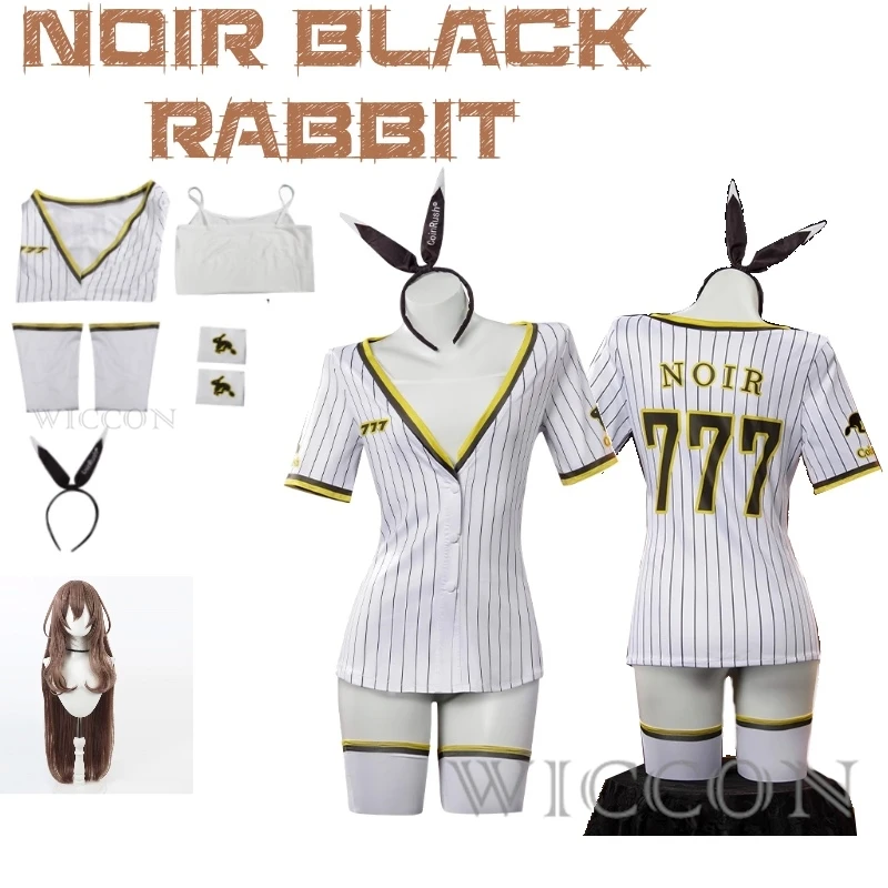 

Goddess of Victory: NIKKE Noir Black Rabbit Cosplay Tetra Line SSR Attacker Subordinate to Unit 777 Baseball Cosplay Costume Set