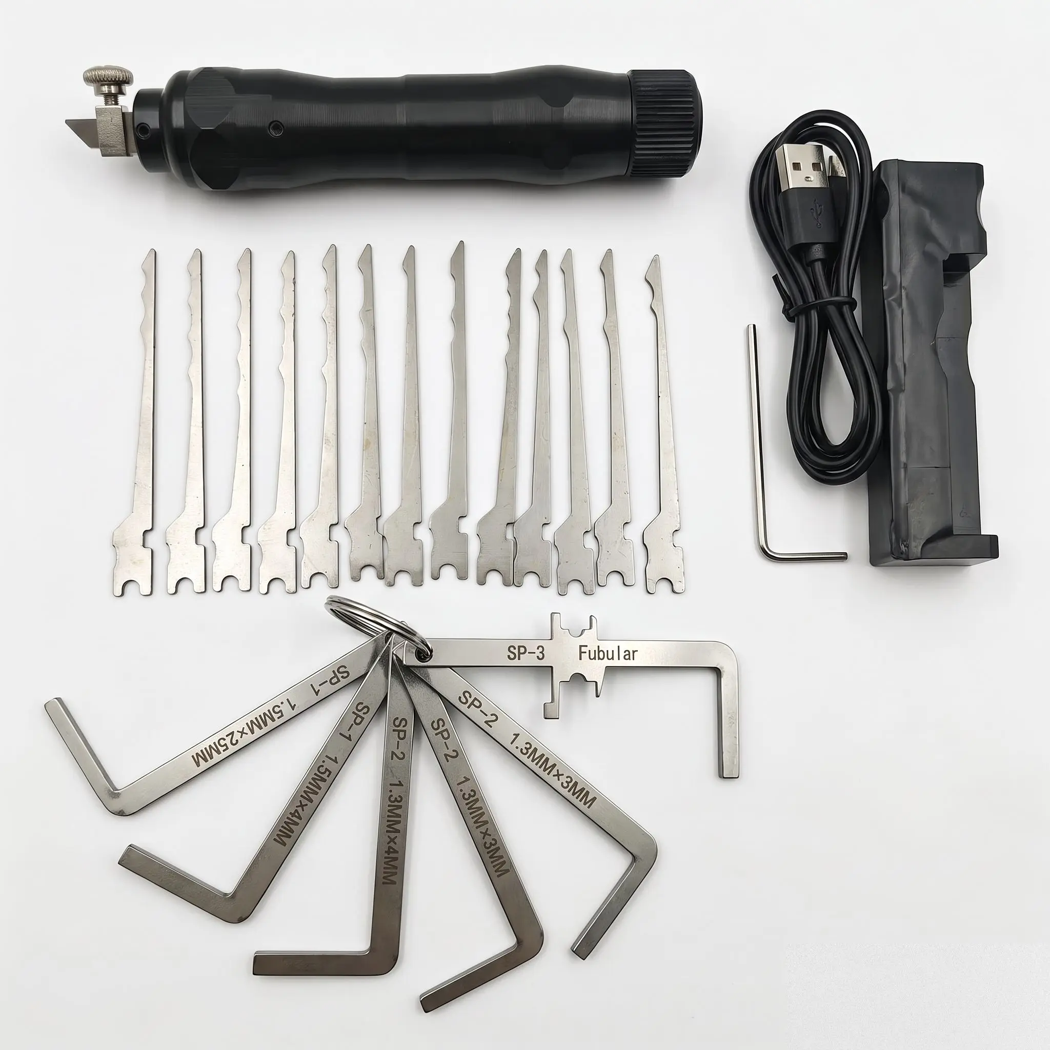 Professional Lock Maintenance Tool Kit, Stainless Steel Repair Blades & Cutting Handle for Locksmith Daily Use