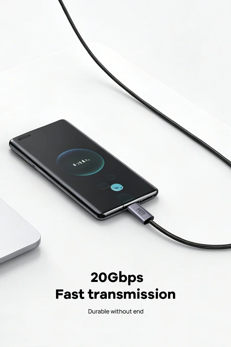 YZNRR USB4 Full‑Function Type‑C to Type‑C Cable, 20Gbps High‑Speed Data Transfer, 100W Fast Charging, 8K@60Hz Video Output