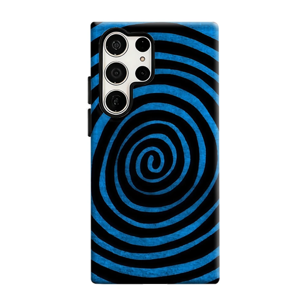 Blue Black Spiral Phone Case For Samsung Galaxy S25 S26 Ultra S24 S23 Plus Shockproof Double Layer Tough Back Cover