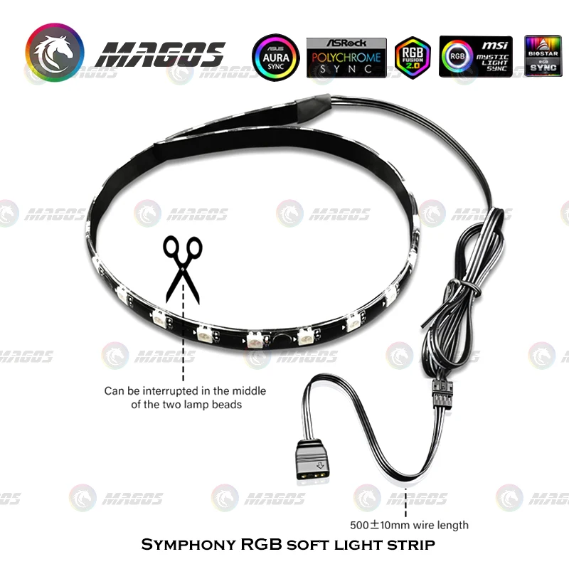 COOLMOON 40cm RGB LED elastyczny pasek światło magnetyczne 5V ARGB M/B synchronizacja podwozia ozdoba dla obudowa PC gracza DIY szafka