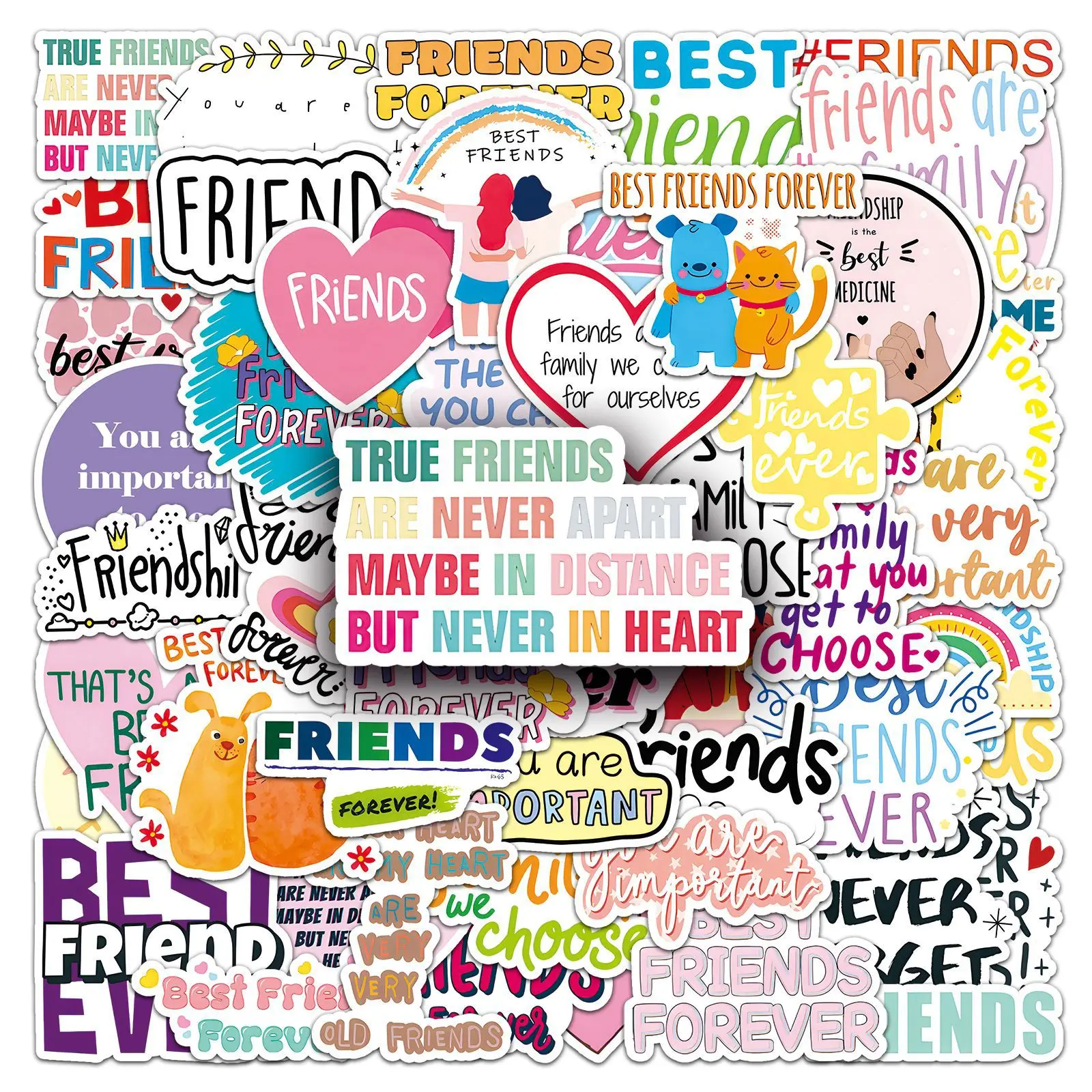 

51PCS Best Friend Ever Best Friend English Short Sentences Friendship Stickers Decorative Laptop Waterproof Stickers Kids Toy