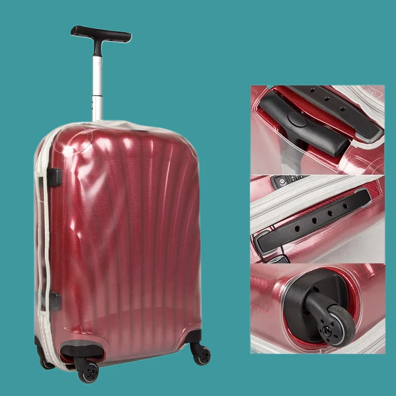 Samsonite V22 수하물 커버, 방진 보호대 케이스, 지퍼가 달린 두꺼운 PVC 투명 커버, 수하물 미포함