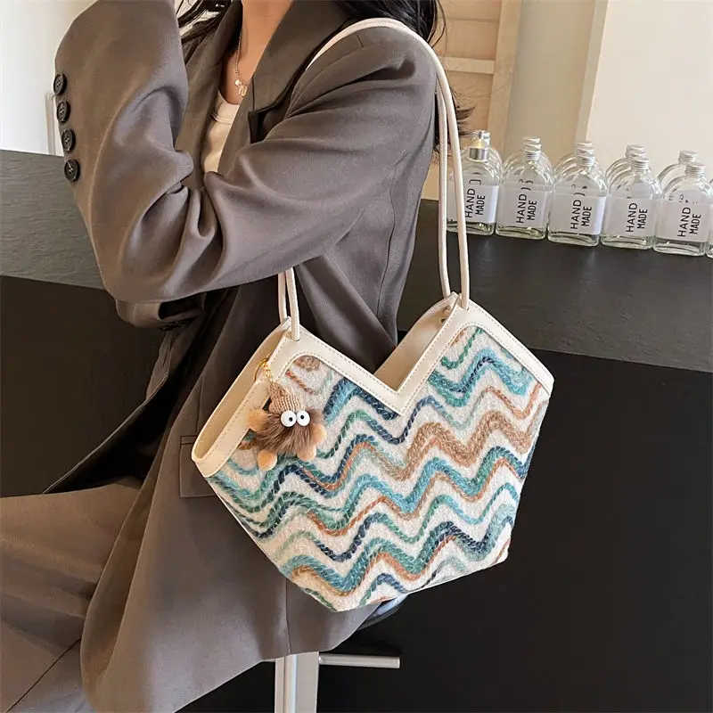 

JIAERDI Ретро вышивка волнистый узор большая сумка женская повседневная большая вместительная сумка на плечо женская модная сумка на плечо подмышками новая