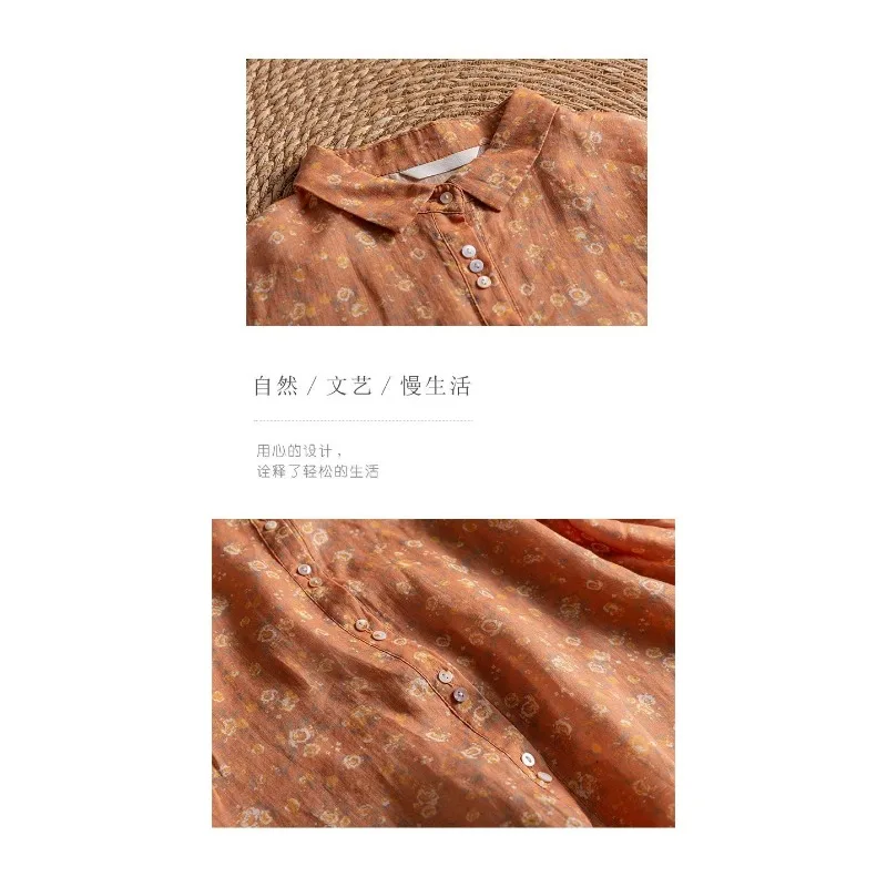 Modisches literarisches bedrucktes Hemd, lässig, Blumenmuster, 2025, Herbst, neue Retro-Strickjacke mit lockeren dünnen Knöpfen