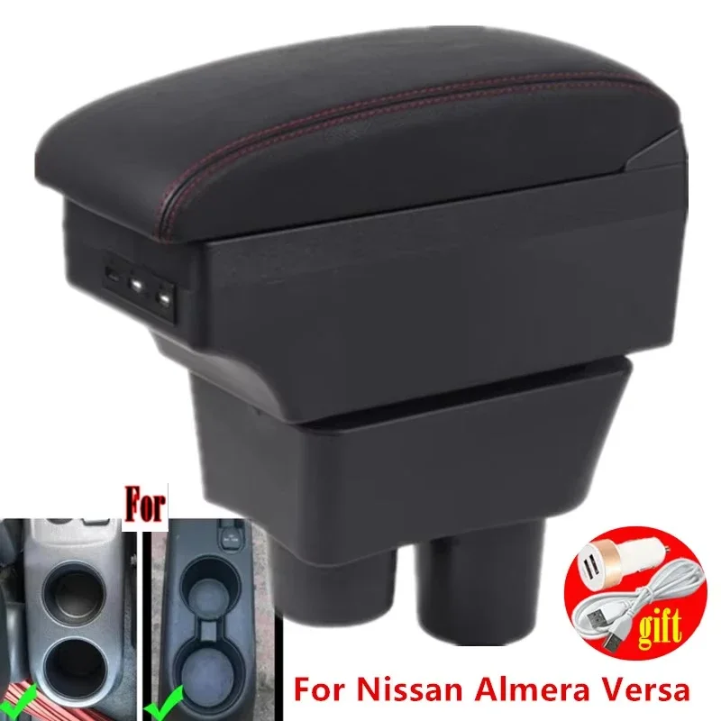 Caja de reposabrazos Central para Nissan Versa, reposabrazos para Nissan Almera Versa, caja de almacenamiento para reposabrazos de coche, modificación Interior dedicada