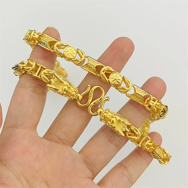Viora Jewelry 24K real gold jewelry auspicious pattern dragon head necklace for men and women 9999 men's domineering and versati