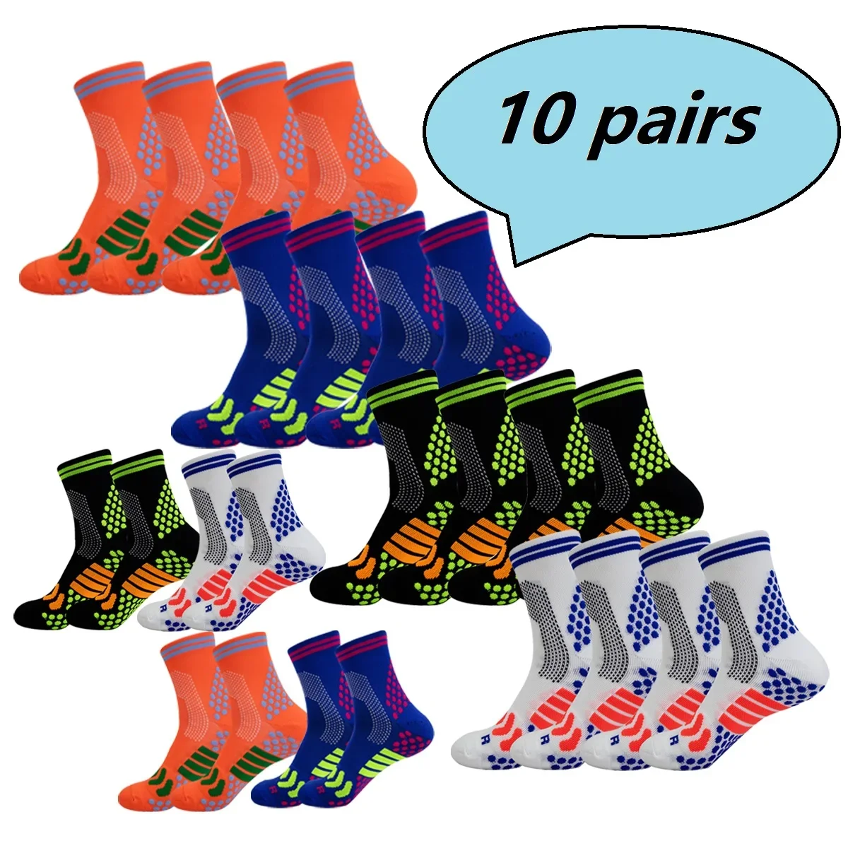 

10 Pairs Professional Cycling Socks Comfortable and Quick Drying Cycling Socks Outdoor Sports Running and Hiking Socks