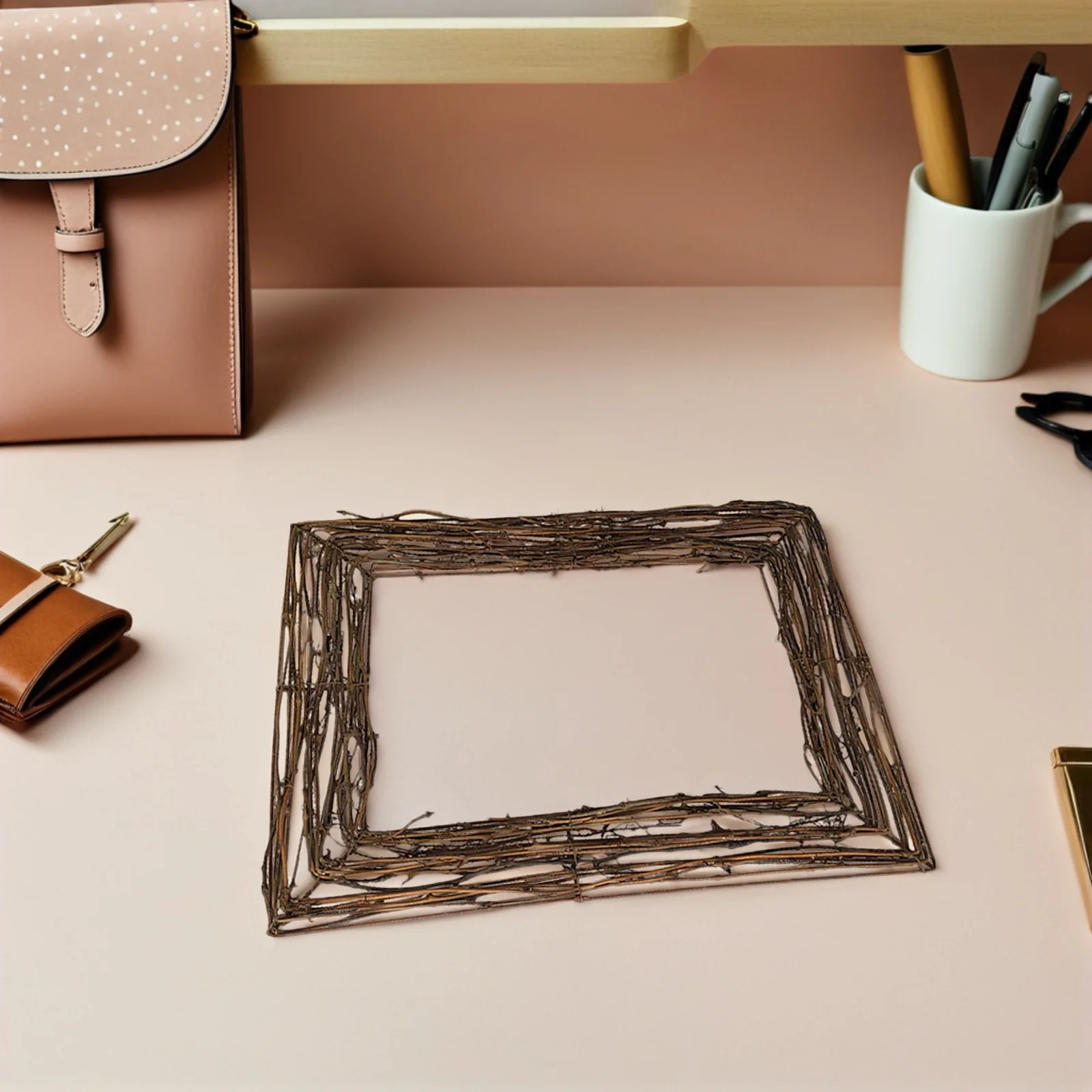 1 قطعة قاعدة إكليل مربع فرع الكرمة الطبيعية المنسوجة يدويا إطار الحرفية للجدار نافذة الباب ديكور احتفالي إكليل قاعدة