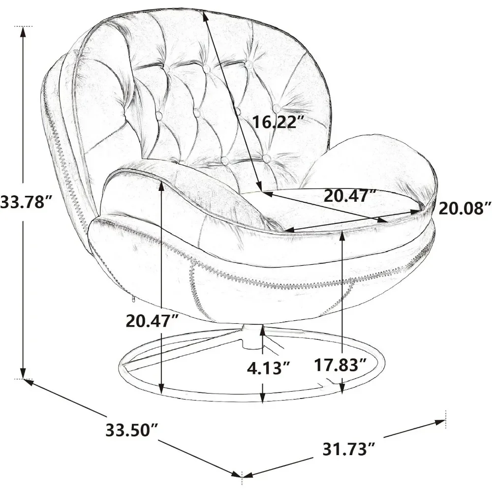 Fluwelen Roterend Accent Voetenbankje, Moderne Chaise Longue Met Voetsteun, Comfortabele Fauteuil Met Metalen Poten Tv-Stoel, Groen