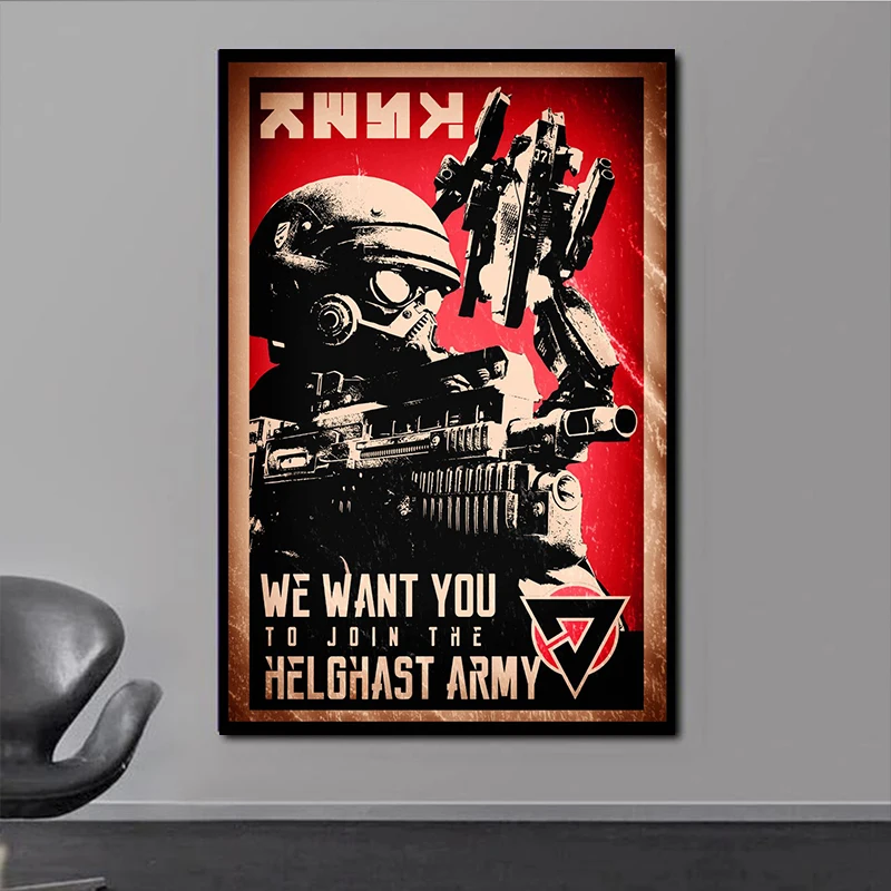Killzone Propaganda Video Game Poster Print Canvas Painting Vintage Gaming Wall Art Picture Wall Decor for Home Room Decoration