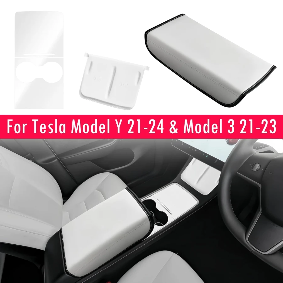 

3PCS White Center Console Cover For Tesla Model Y 2021-2024 & Model 3 2021-2023 Interior Center Console Protector Cover