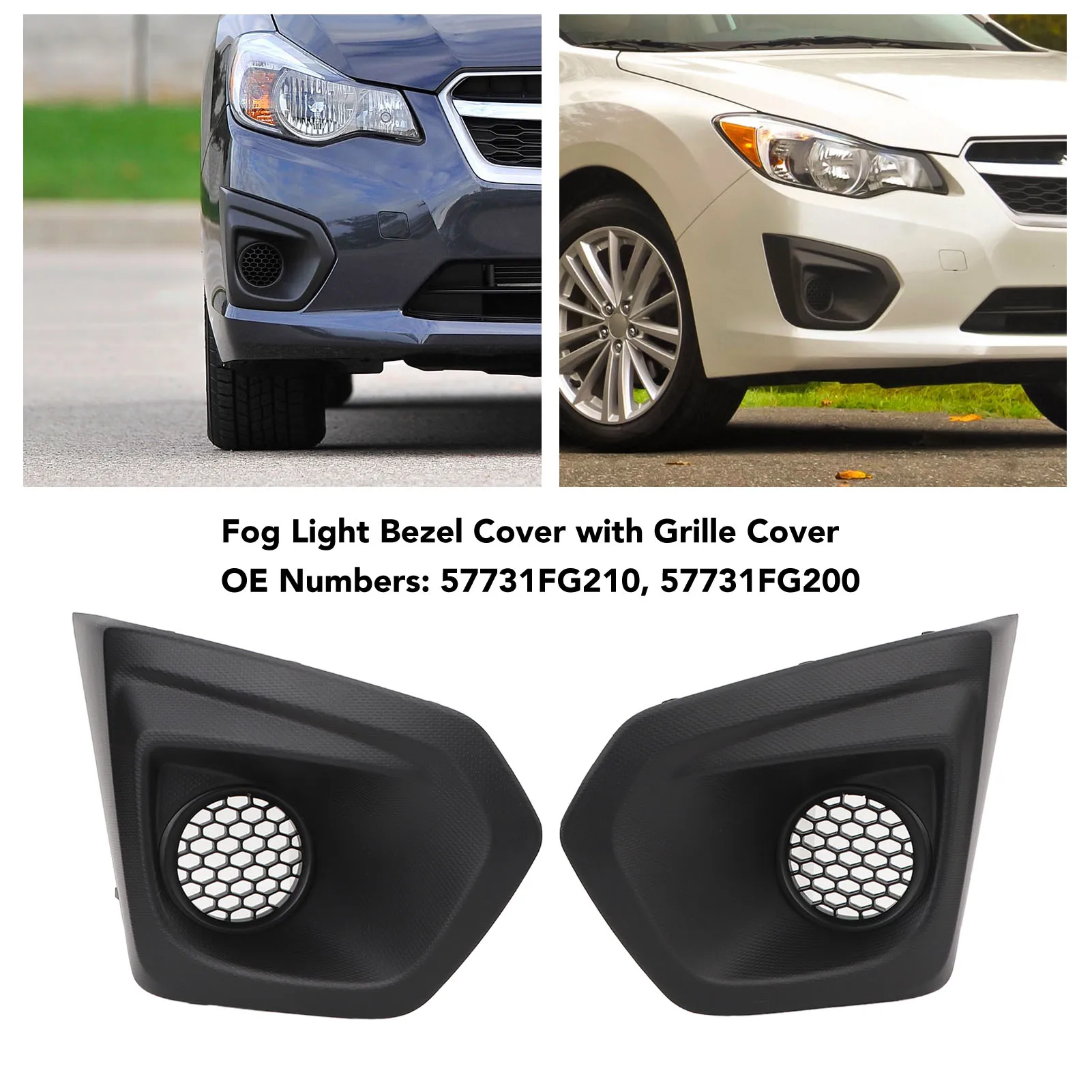 1 Pair Fog Light Bezel Cover With Grille Fog Lamp Cover Trim Replacement For Subaru Impreza 2012-2014 57731FG210 57731FG200