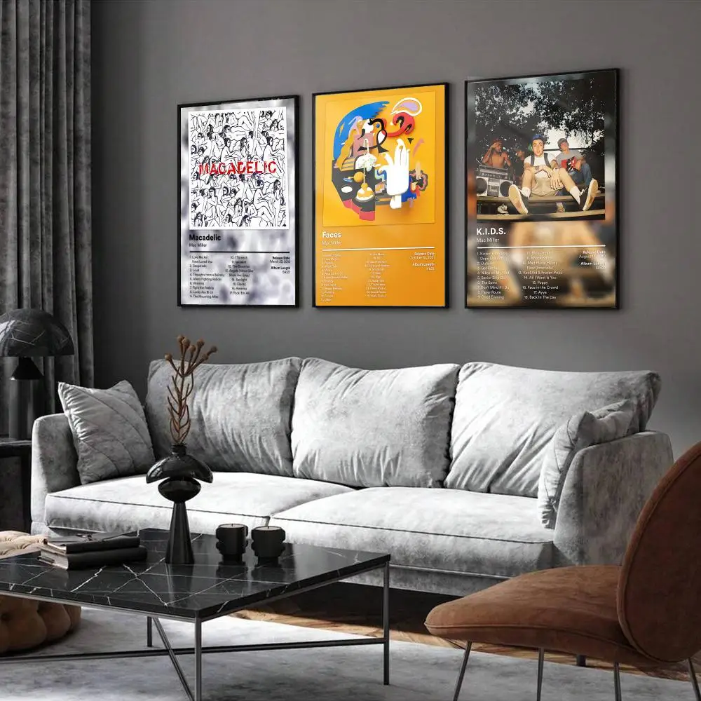 Mac M-Miller Rapper Music Poster Home Living Bed Room Bar Hallway Sticky Wall Printing Waterproof Aesthetic Decor