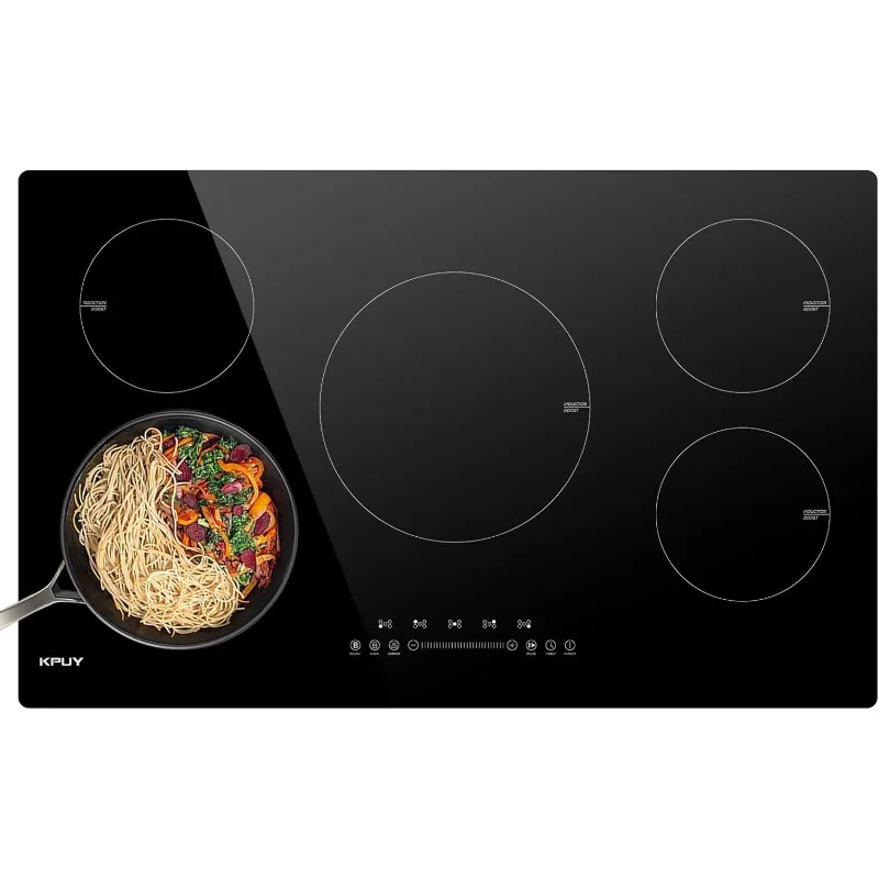 KPUY Induction Cooktop 36 Inch with 5 Burner,Electric Induction Burner 220240V,7400W Induction Stove Top with Keep Warm Function