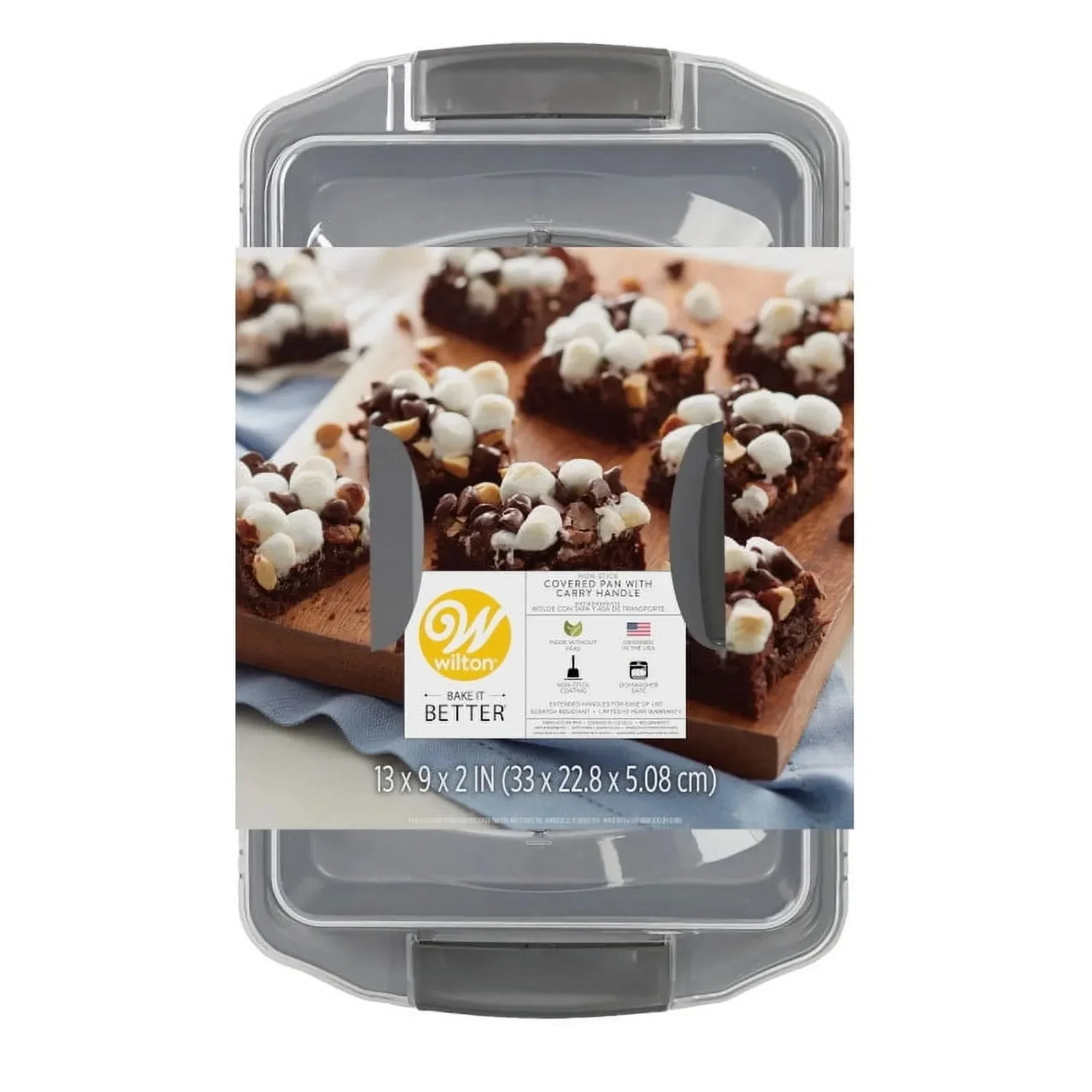 

(4 Pack) 13x9 Inch Non-Stick Steel Cake Pan with Lid, Oblong Rectangular Baking Dish, Oven Safe, For Brownies, Cakes, Easy Clean