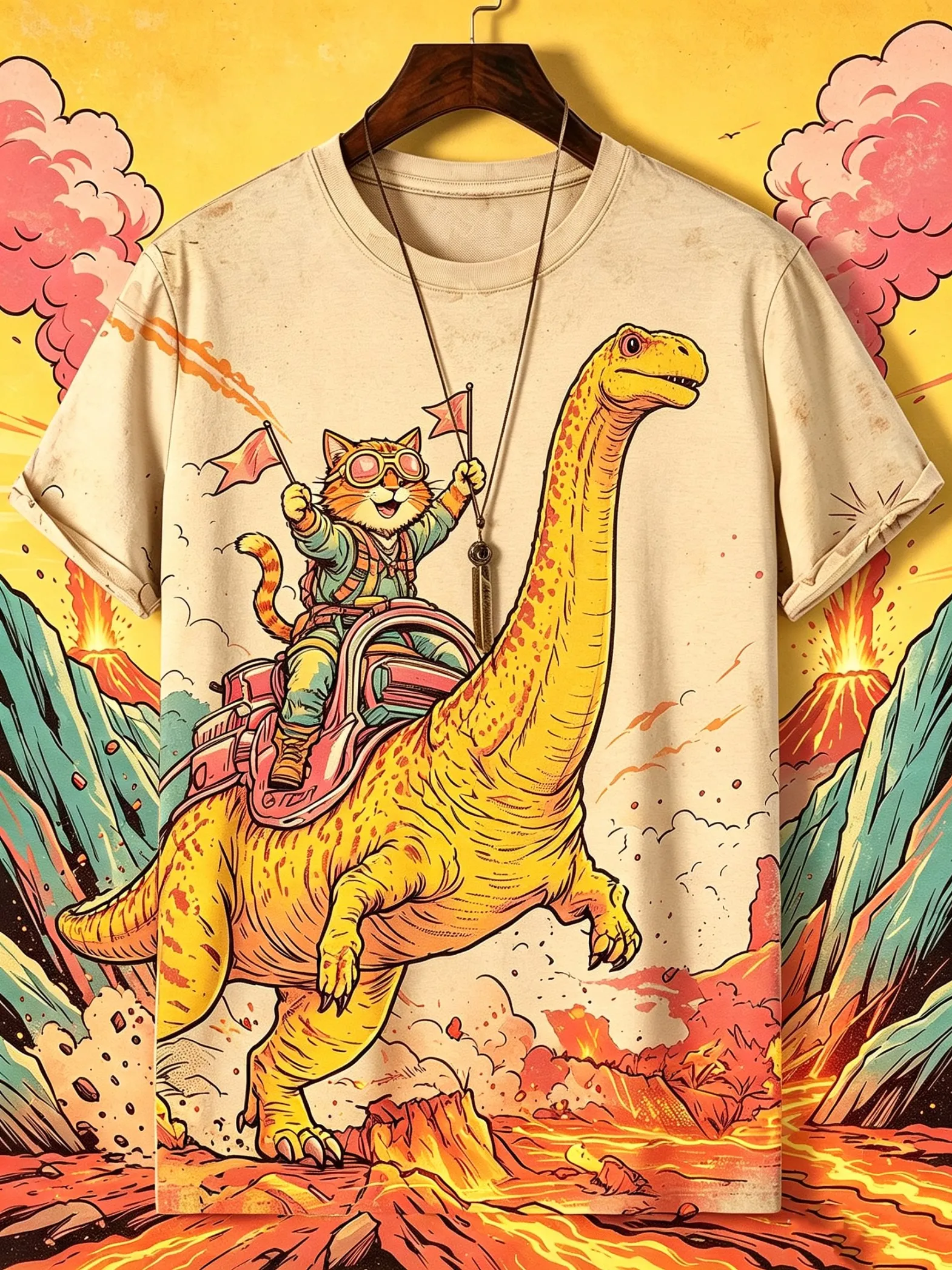 Fun 3D Science Fiction Dinosaurs And Cats Print Men's T-shirt Fashion Cool Party T shirt Casual Short Sleeve Top Summer Clothing