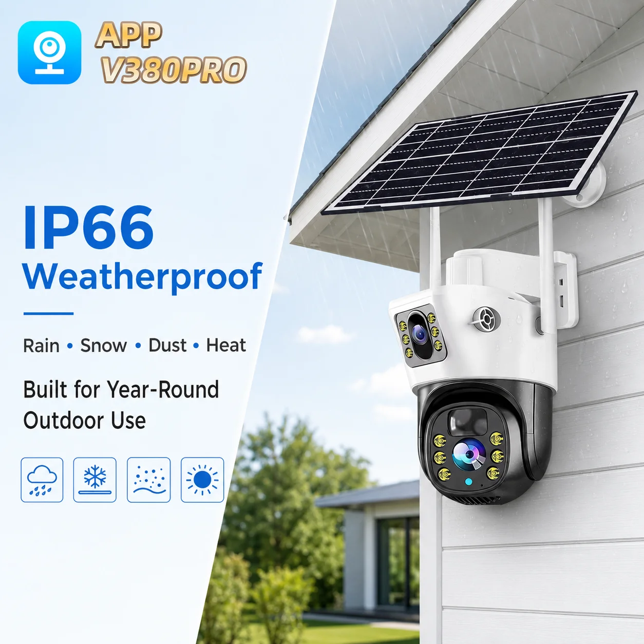 8MP Solar 4G WiFi Outdoor Security Camera V380 Pro SIM Card PTZ PIR Human Detection Night Vision Wireless IP CCTV