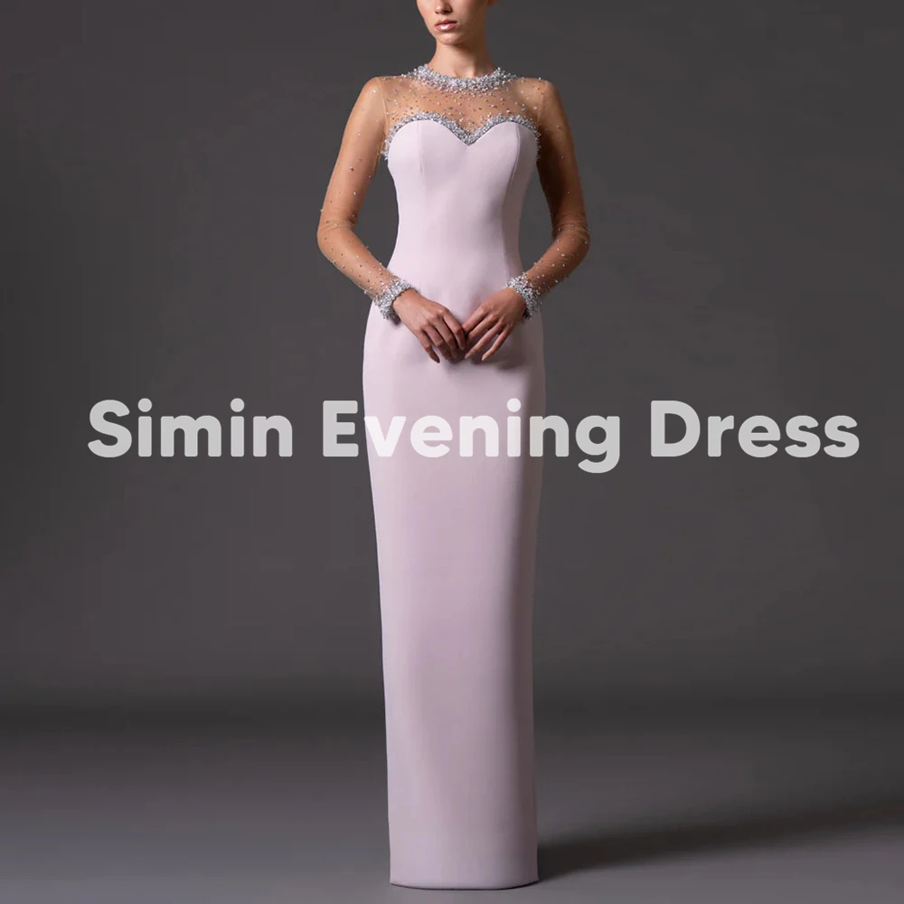 

Simin женские прямые роскошные вечерние платья в Саудовской Аравии с круглым вырезом и длинными рукавами длиной до пола, вечерние элегантные платья 2025