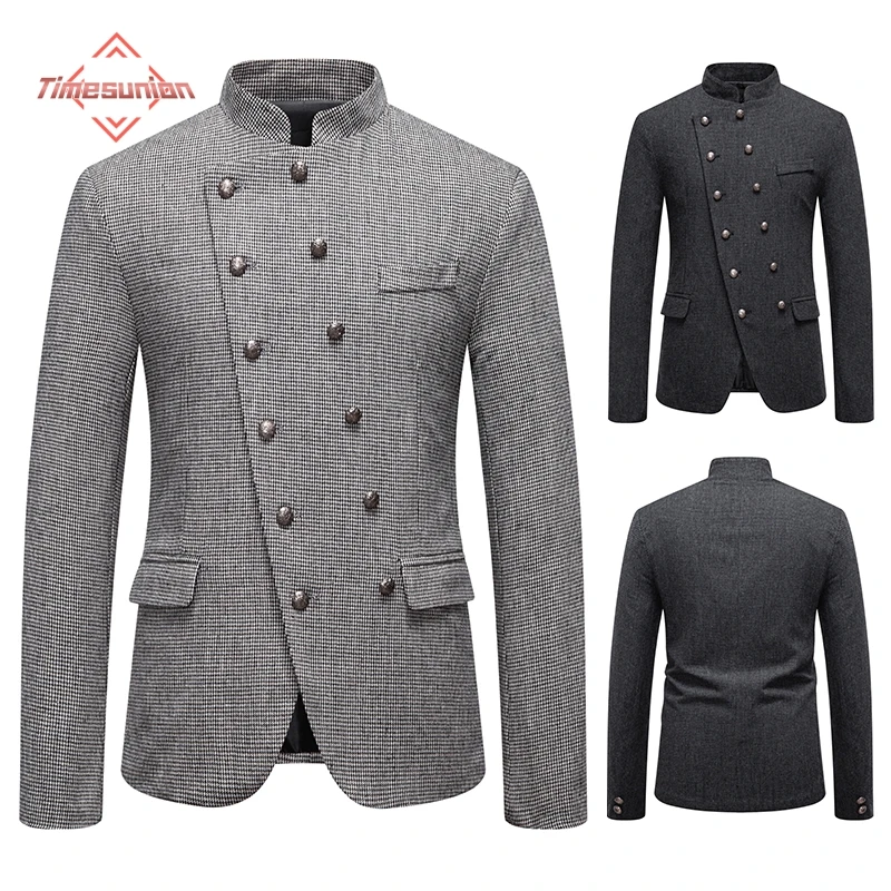 

Men Gothic Blazer Double-breasted Korean Punk Small Suits New Casual Jacket Fashion Slim Gentleman Party Solid 2025 Clothing