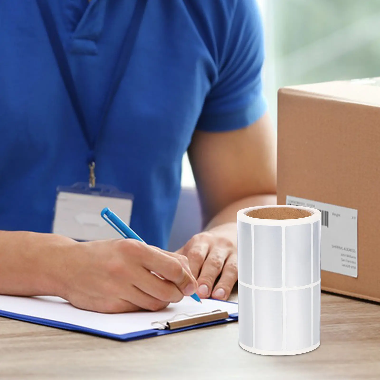 

Matte Silver Blank Printing Labels 1 Roll Self Adhesive Rectangle Stickers for Office School Home Organizing Inventory Barcode