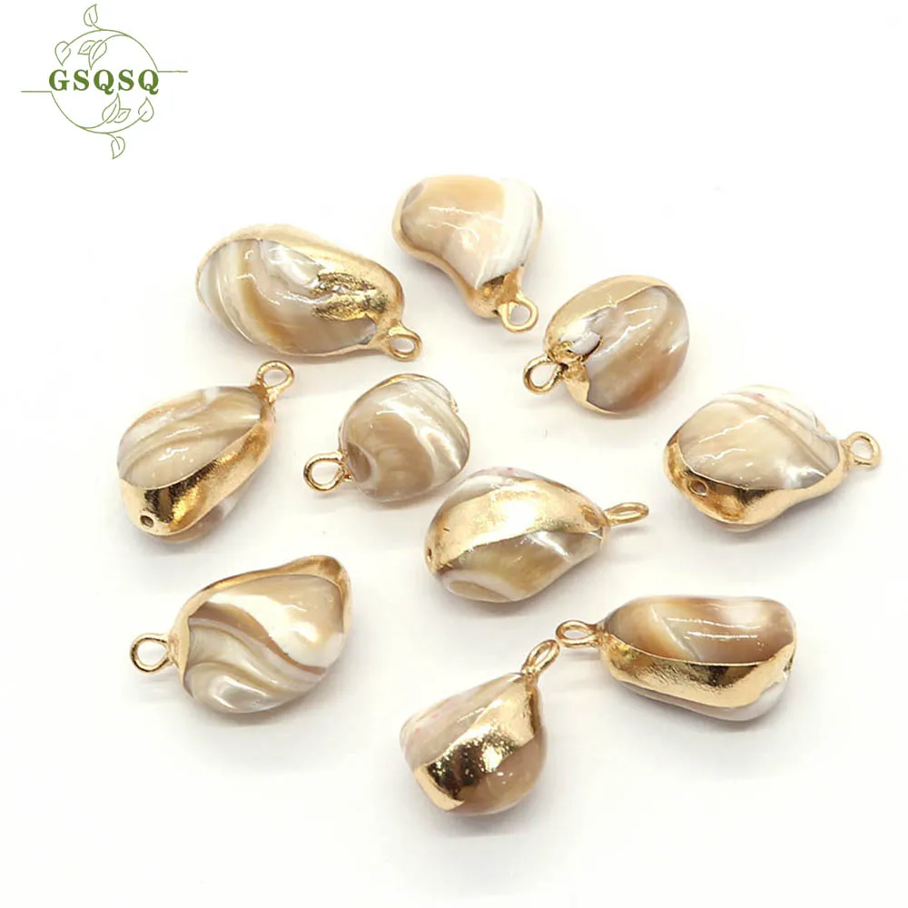 1pc Women\'s Irregular Pendant Natural Mother of Pearl Double Hole Connector Necklace and Bracelet Crafted Jewelry Accessories