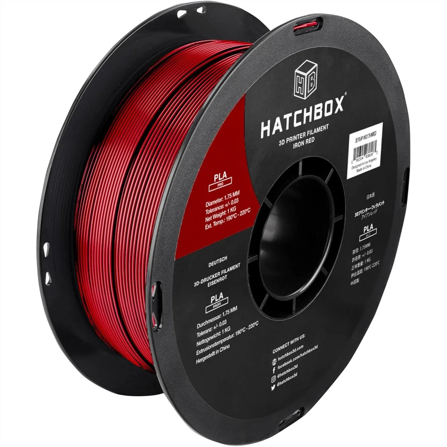 

1.75mm PLA PRO+ 3D Printer Filament, Dimensional Accuracy +/- 0.03 mm, 1 kg Spool, Iron Red