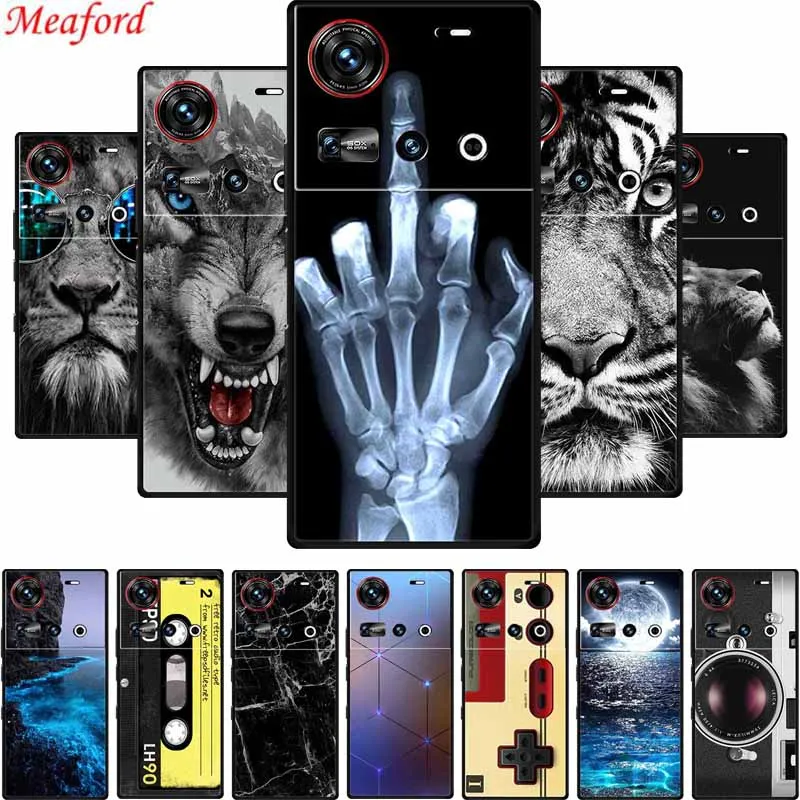 For ZTE nubia Z70 Ultra 5G Case Cool Animal Black Silicone Soft Back Cover Case For Nubia Z70 Ultra Phone Case Cover 6.85