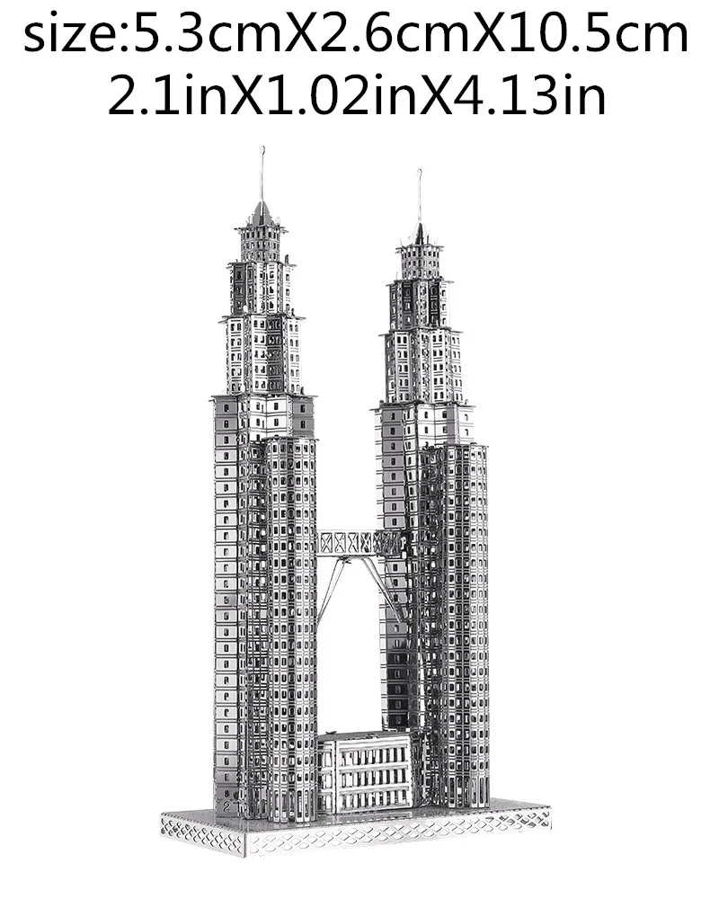 dubbele toren 3D metalen puzzelmodelsets DIY lasergesneden puzzels puzzelspeelgoed voor kinderen