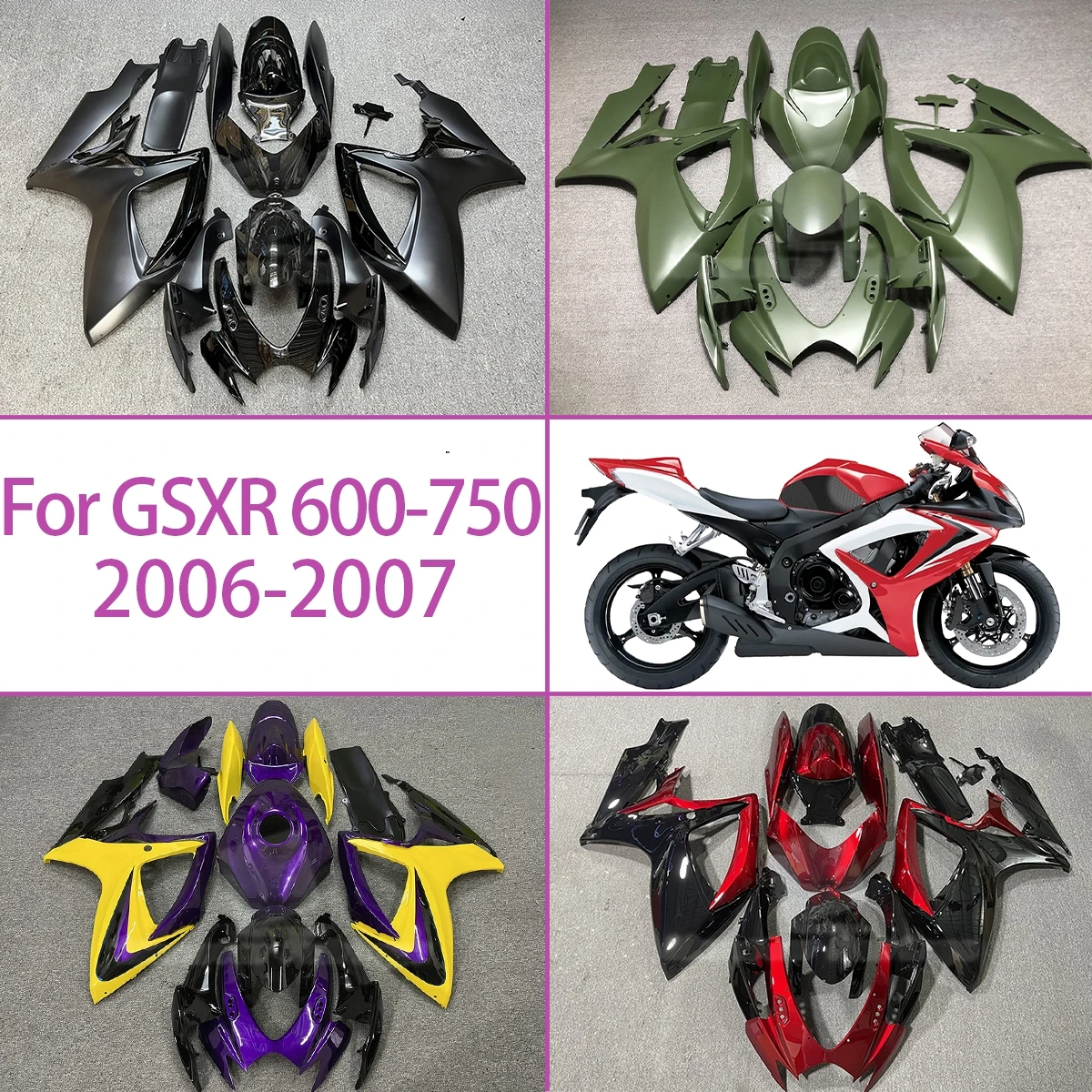 Fit for SUZUKI 2006 2007 GSXR 600-750 ABS Fairing Set Multiple Color Options 06 07 GSXR600 GSXR750 Motorcycle Fairings