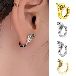 Pendientes de cobre con forma de serpiente para hombre y mujer, aretes de estilo Hip Hop, Punk, gótico, de circón, ojo verde, 1 piezas