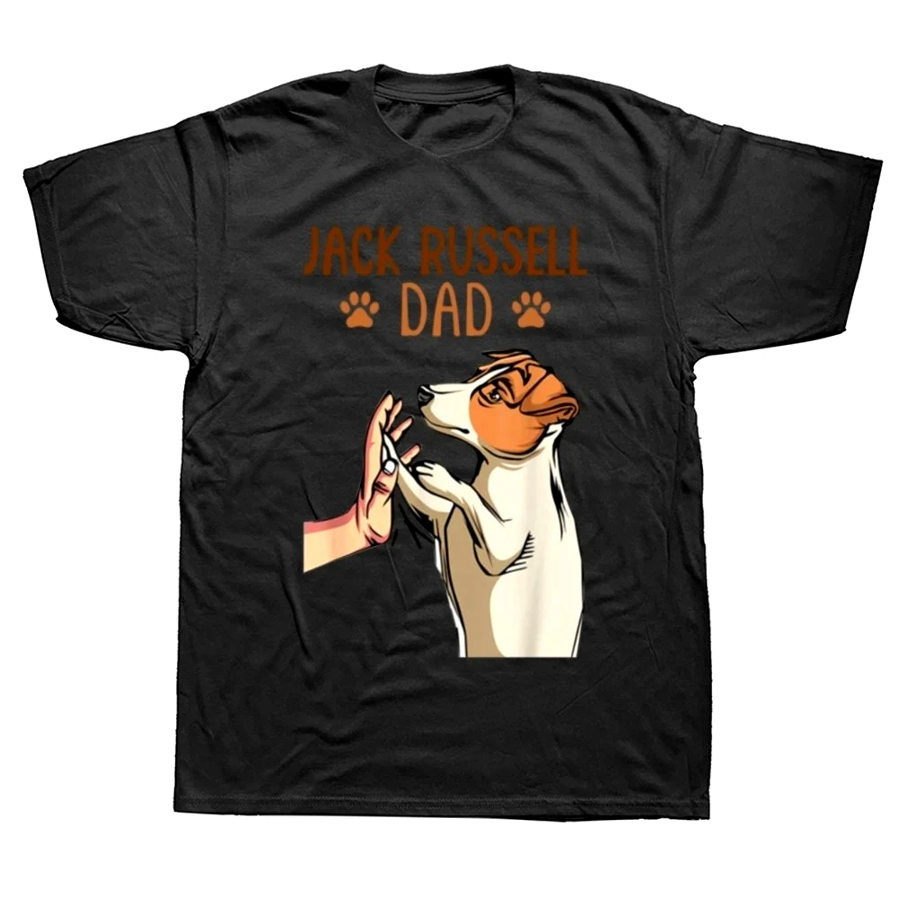 Jack Russell Terrier DAD T-Shirt Damen Harajuku Lustiges Bulldog DAD Buchstaben-Print T-Shirt Unisex Klassisches Cartoon-Grafik-T-Shirt