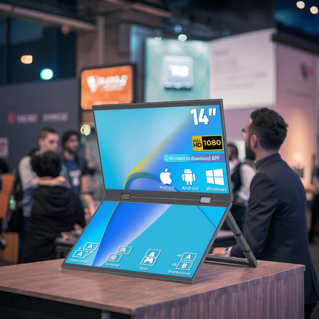 

14" Extender Screen Upgraded FHD 1080P IPS Triple Portable More Efficient Foldable Ultra-Slim Travel Display For Laptops