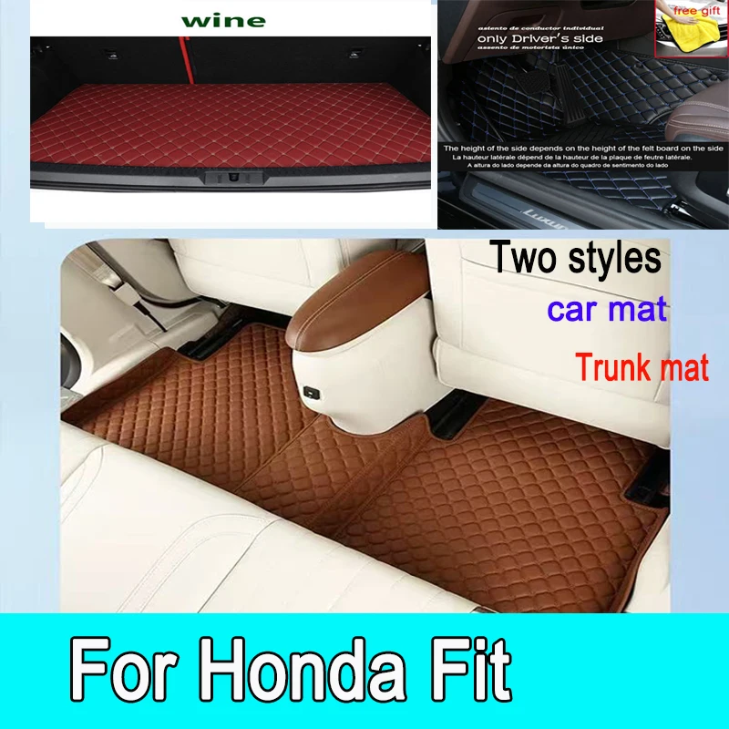 

Car Floor Mats For Honda Fit Jazz GK3 4 5 6 7 2014~2020 Carpet Mat Luxury Leather Rug Interior Parts Car Accessories GH7 GP5 6