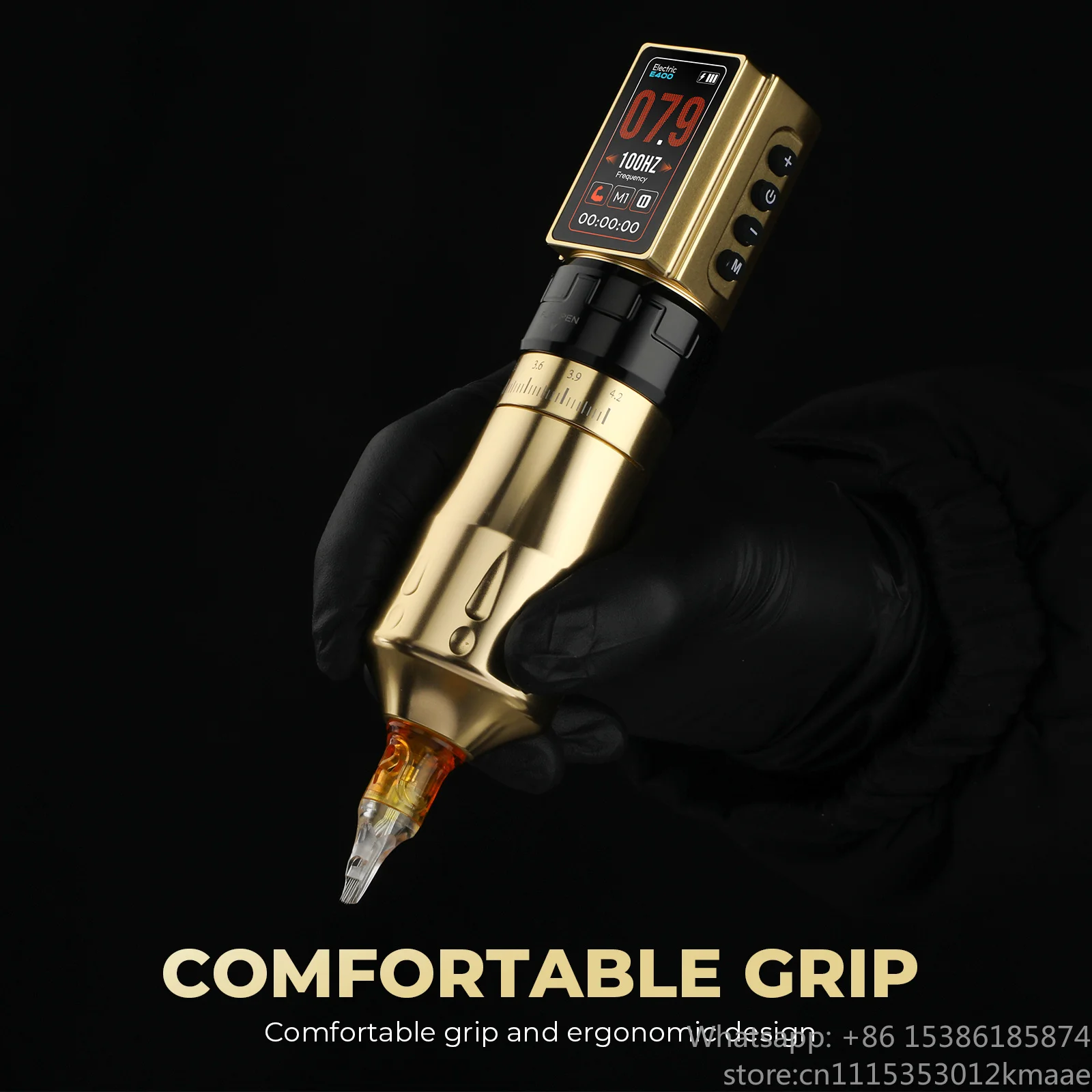 Vequyn Wireless Adjustable Stroke Tattoo Rotary Pen Integrated CNCM2E400 Model Coreless Motor Rechargeable Tattoo Color Display