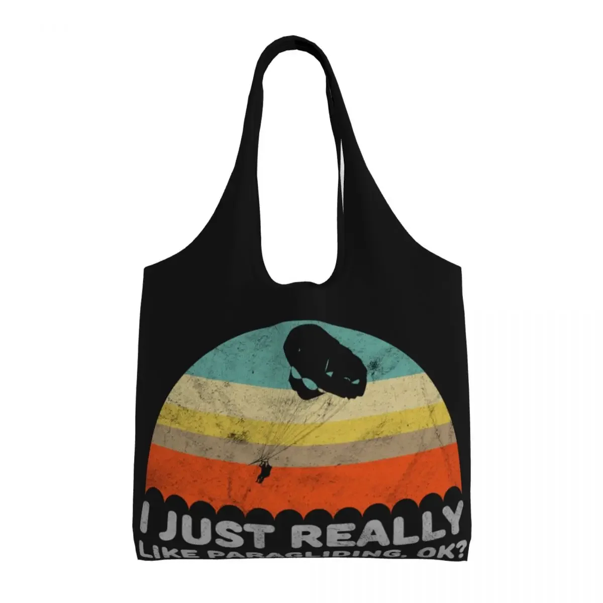 

I Just Really Like Paragliding Canvas Shopping Bag Washable Big Capacity Grocery Pilot Paraglider Paramotor Shopper Tote Bags