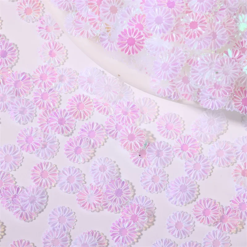 50g/Beutel 9mm Gänseblümchen-Pailletten - Glitzerflocken für Schleimfüllung, Nagelkunst & Handyhüllen-Deko, DIY Harz-Bastelzubehör – Detail 15