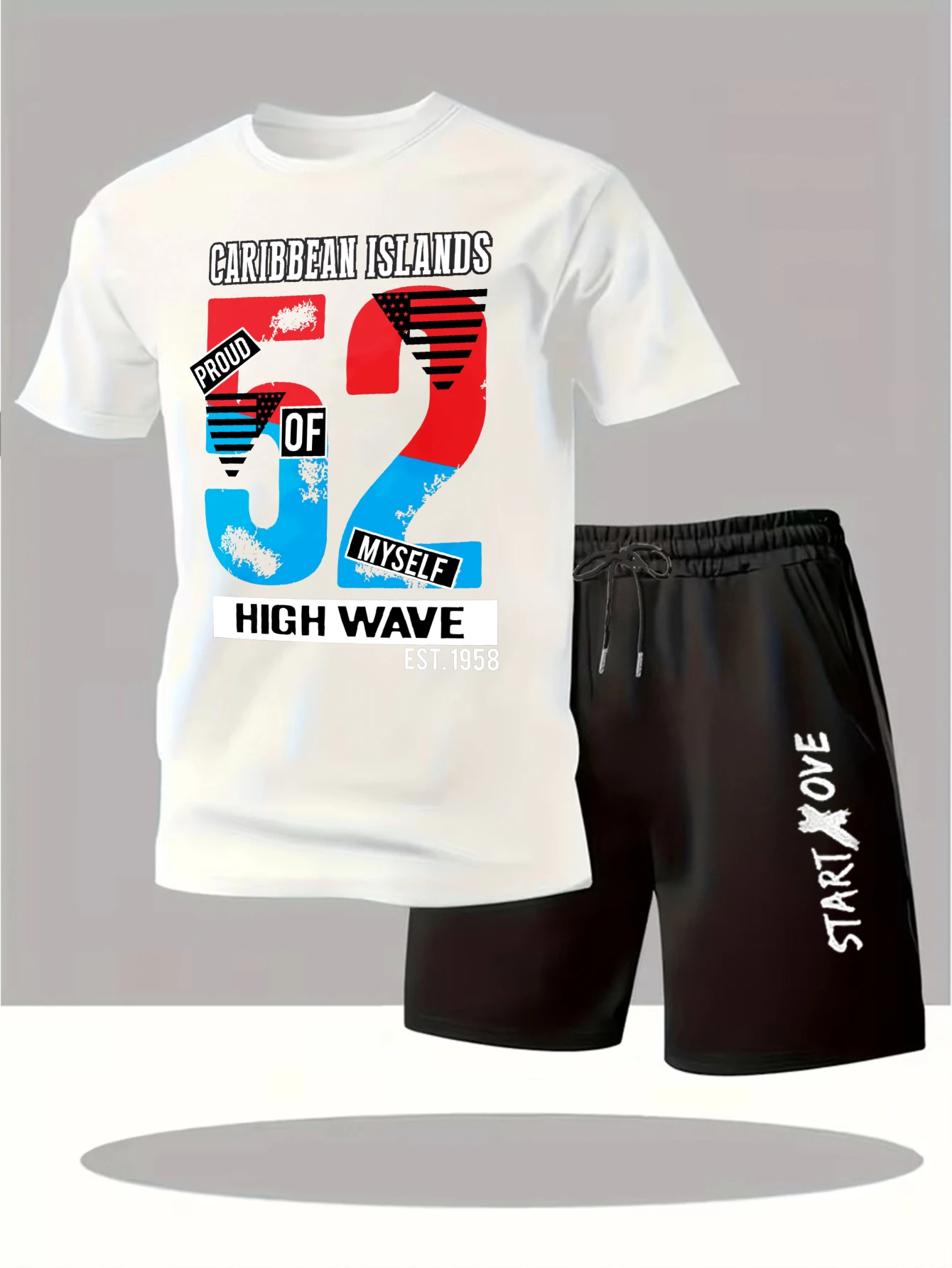 

Мужской спортивный костюм 2025: Новинка, модный комплект с коротким рукавом, графическим принтом, мужской свитшот и шорты, костюм для мужчин