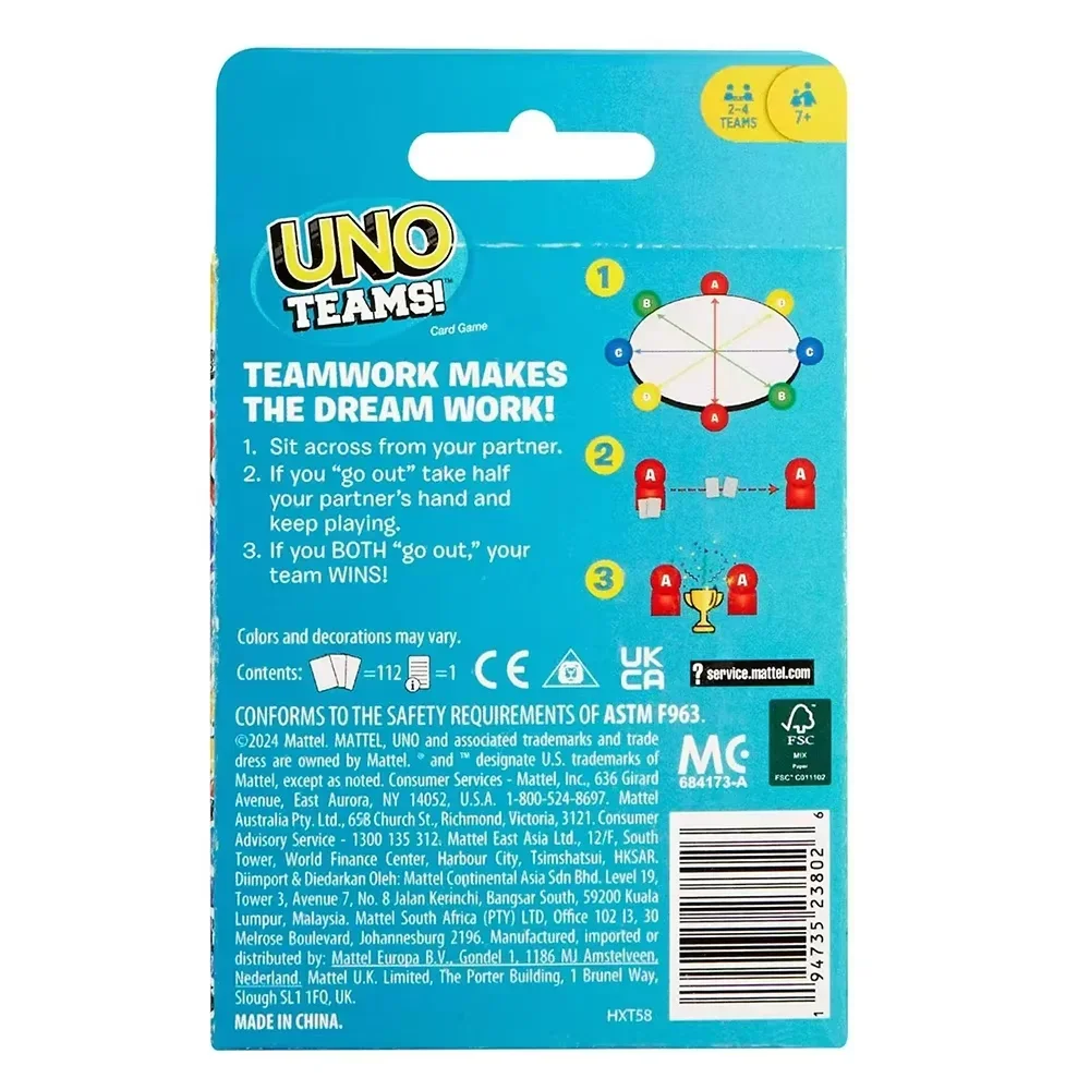 Uno TEAMS! Game Board Games UNO Cards Table Family Party Entertainment UNO Games Card Toys Children Birthday gift image 6